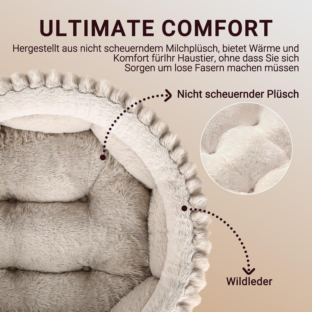 EDMIENS Katzenbett, Waschbar Indoor Katzenbett Flauschig, Rund Katzenkissen, zweiseitig Innenkissen
