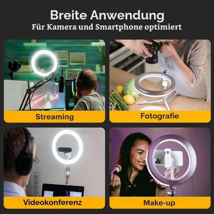 Kodak LED Ringlicht mit Stativ für Smartphones &amp; kleine DSLR- und Actioncams (25cm Durchmesser; Vers