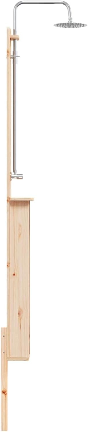 vidaXL Aussendusche 246 cm Massives Kiefernholz und Edelstahl, Moderne wetterfeste Aussendusche, Out
