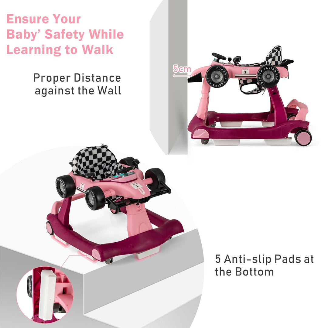 LIFEZEAL 4 in 1 Lauflernhilfe Baby, Höhenverstellbares &amp; Klappbares Babywalker, Baby Gehfrei ab 6 Mo