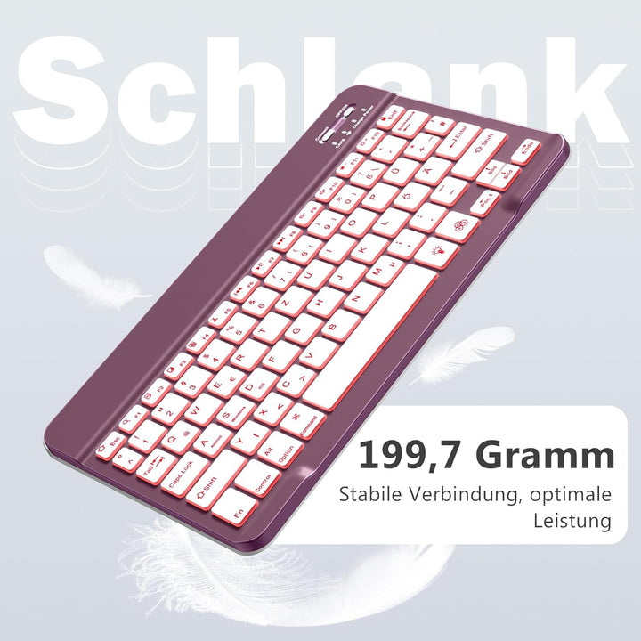 Vobafe Bluetooth Tastatur mit Telefonhalter für iPad Air/Pro/Mini/A16/11/10.9/10.2/iPhone, Kabellose