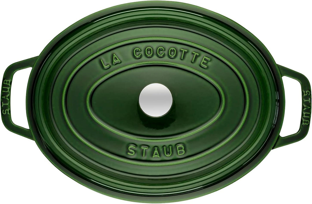 STAUB Gusseisen Bräter/Cocotte, Oval 33 cm, 6,7 L, Basilikum/Grün 33 cm, 6.7 L Basilikum-Grün, 33 cm