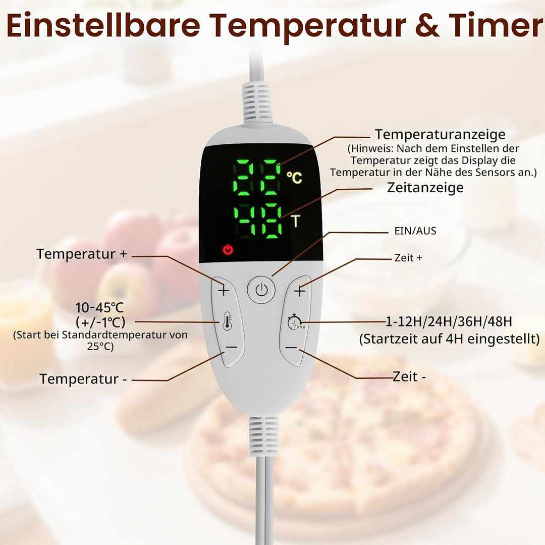 Brot Gärbox Sauerteig, Faltbare Gärbox mit Dreiseitige Oberflächen Heizung Temperaturregelung von 10