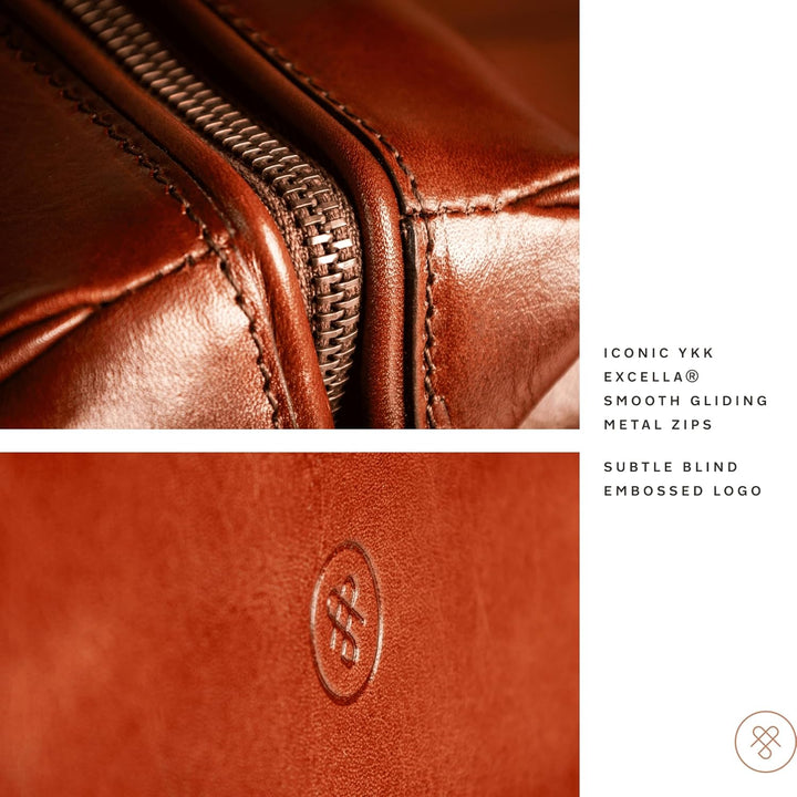 Maxwell-Scott Luxus Leder Kulturbeutel (DunoM), Dunkelbraun, medium, Dunkelbraun