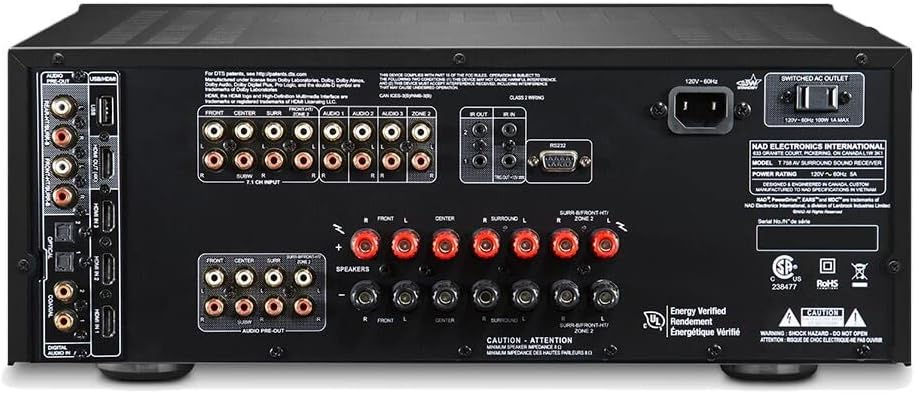 NAD T758 V3i - A/V-Receiver - 4K Ultra HD Video-, Dolby Atmos- und DTS-X, Apple Airplay 2, BluOS, je
