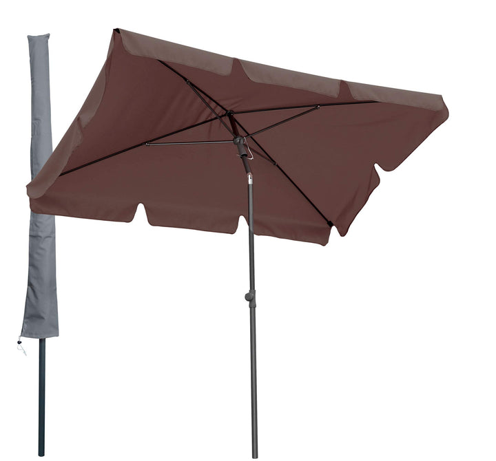 QUICK STAR Balkon Sonnenschirm 200x125cm Balkonschirm Rechteckig Knickbar Taupe Gartenschirm UV 50 m