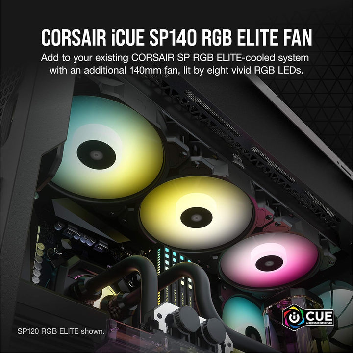 Corsair iCUE SP140 RGB ELITE Performance 140mm-PWM-Einzellüfter (CORSAIR AirGuide-Technologie, Acht