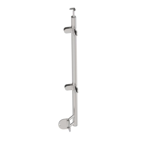 Sellon24® Edelstahl Geländerpfosten Eckpfosten 90 Grad Ø42,4 Bauhöhe 1000mm mit 4x Glasklemmen 63x45