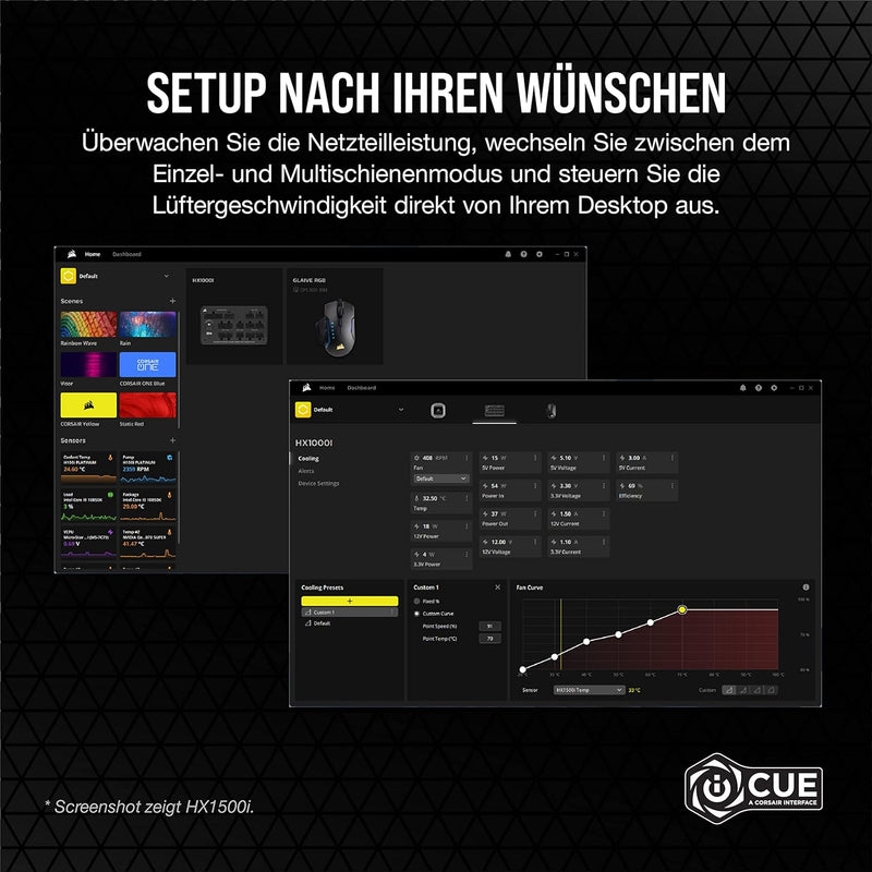 Corsair HX1000i Vollmodulares, Extrem Geräuscharmes ATX-Netzteil - ATX 3.0- Und PCIe 5.0-kompatibel