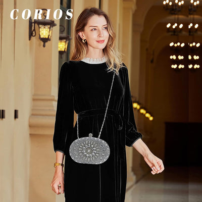 CORIOS Abendtasche Damen Shiny Strass Handtasche Diamant Clutch Bag Klein Tasche Elegante Umhängetas