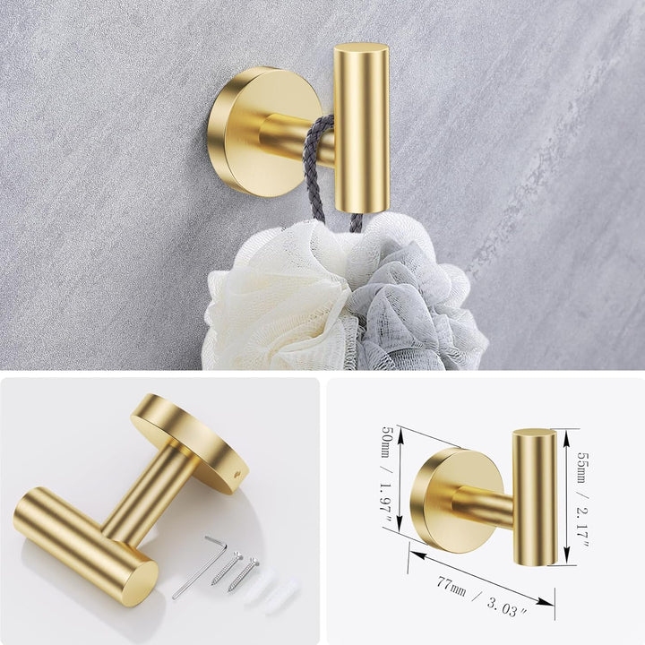 Badezimmer-Hardware-Set, goldfarbener Edelstahl, 4-teilig, inklusive Handtuchstangen, Papierhandtuch