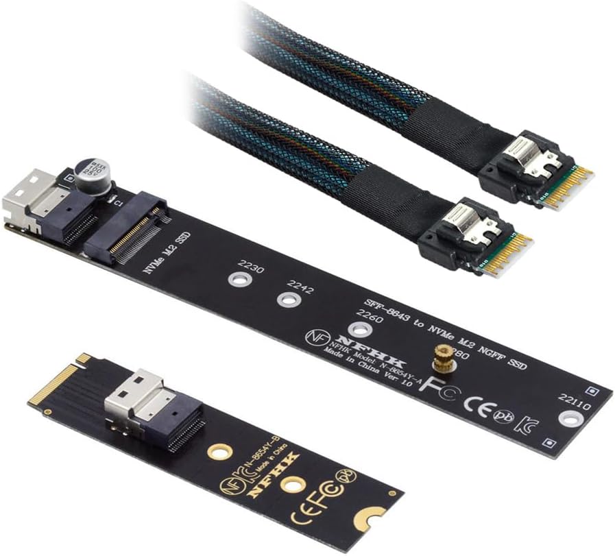 Xiwai NGFF M-Key NVME Stecker zu Buchse Verlängerungskabel 40cm mit SFF-8654 Stecker für Mainboard S