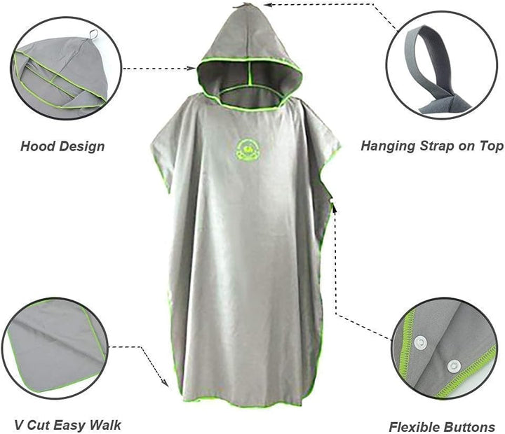 Hiturbo Mikrofaser Handtuch Poncho, Umziehhilfe Strand, Surf Poncho Herren und Damen Changing Robe,