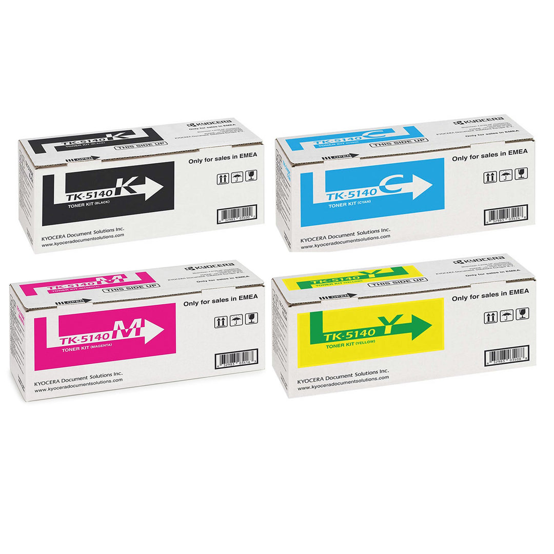 4x Original Kyocera Toner TK5140 TK 5140 für Kyocera Ecosys M 6530 CDN - BK, Cy, Ma, Ye - Leistung: