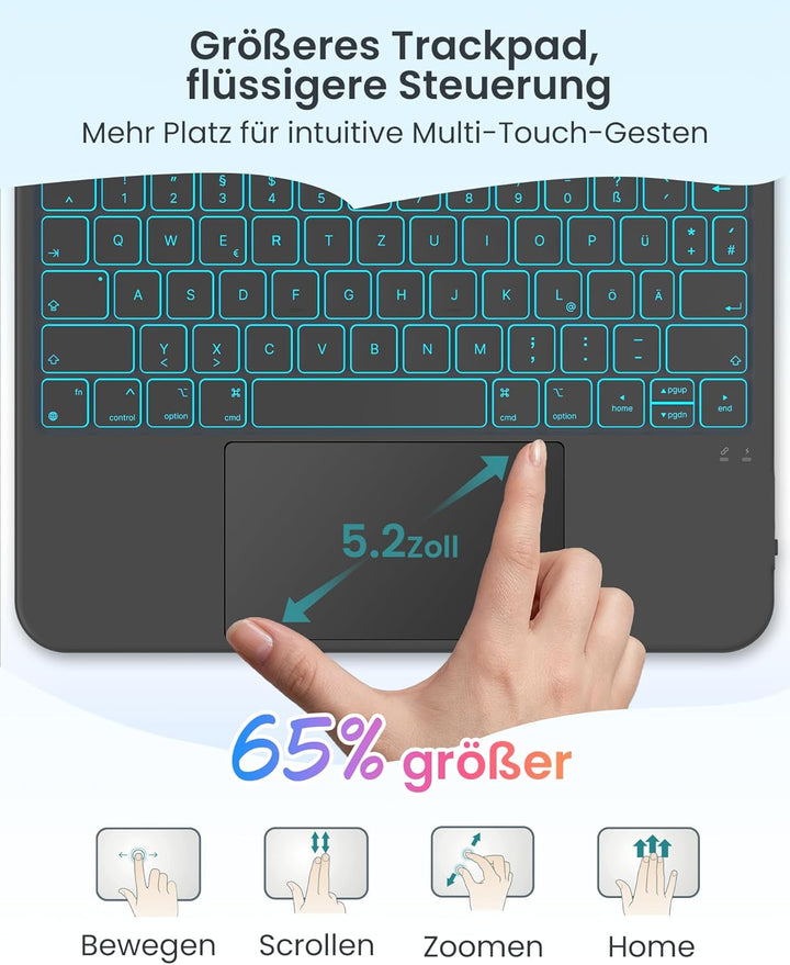 typecase Hülle mit Tastatur für iPad A16 11 2025/10 Generation & iPad Air 11" M4/M3/M2 & iPad Pro 11