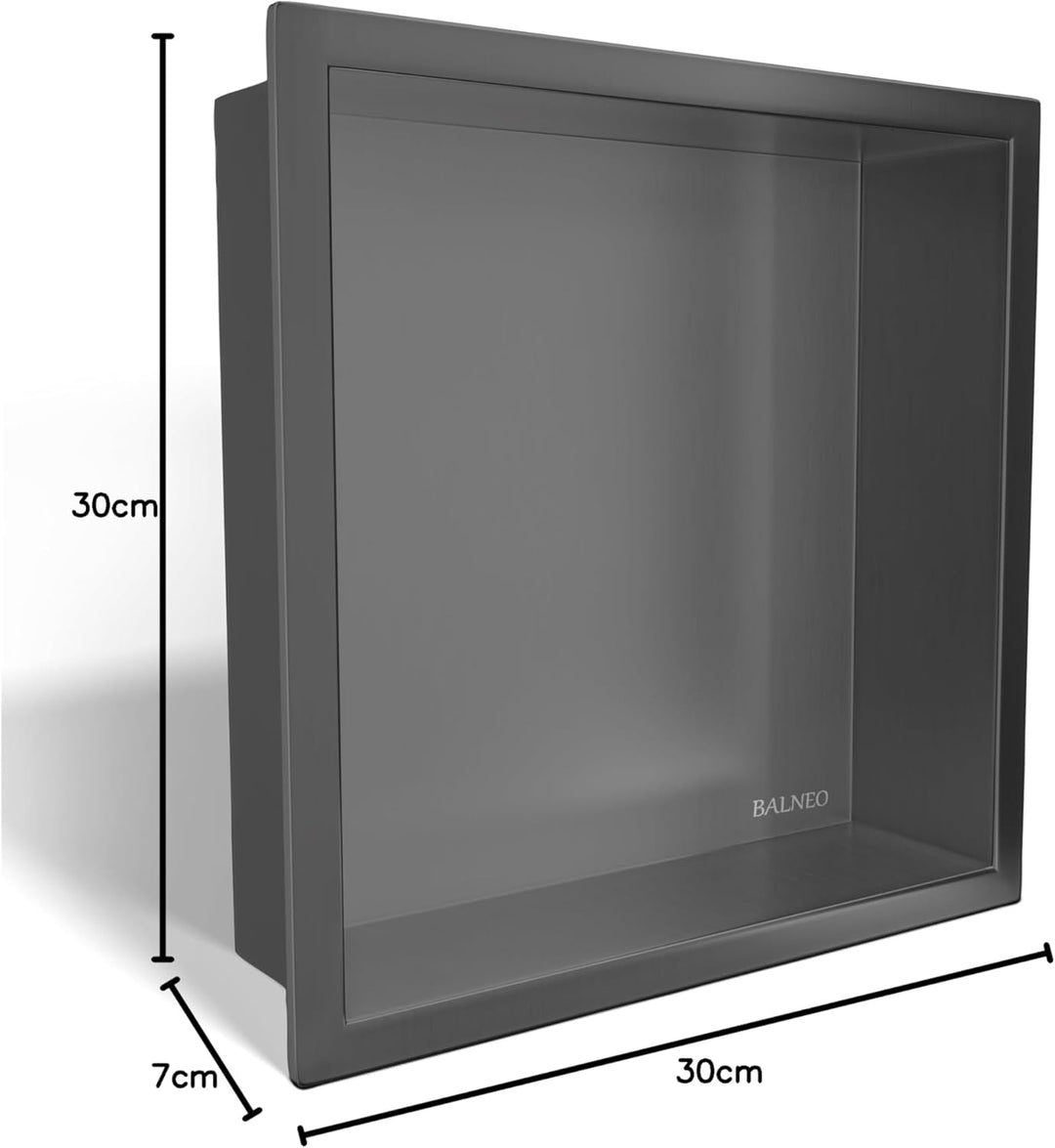 Wandnische Dusche - Wall-Box One Gun Metal - Moderne Duschablage aus Edelstahl - Teflonbeschichtet,