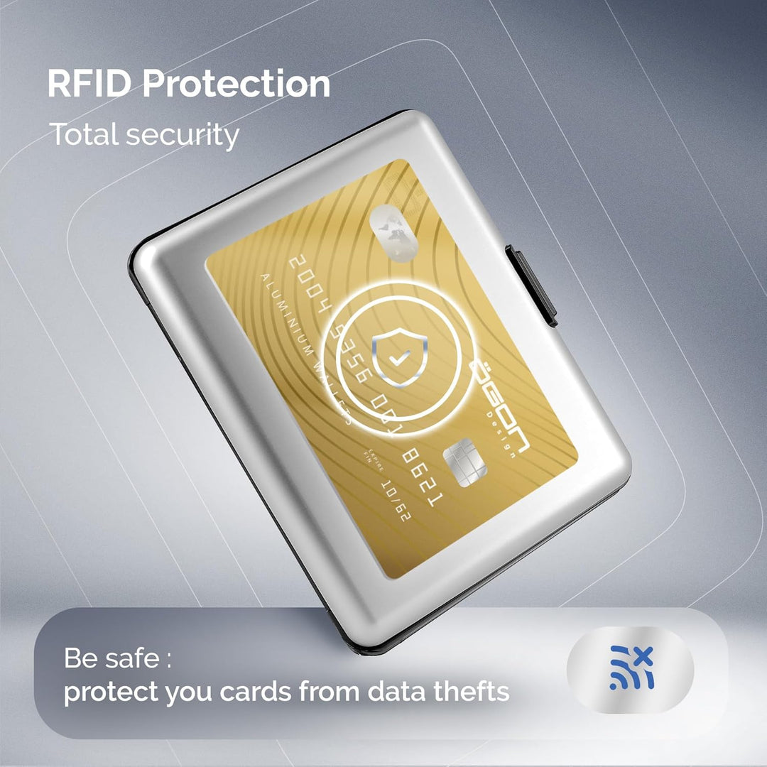 ÖGON Smart Wallets - Aluminium Geldbörse Big Stockholm - RFID Blockierung Kartenetui - Bis zu 10 Kar