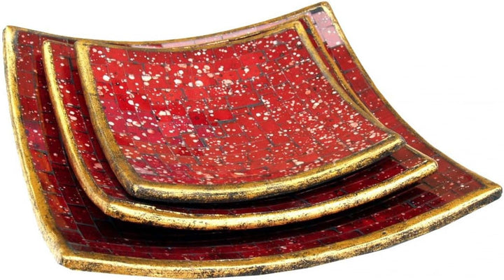 GURU SHOP Eckige Mosaikschale, Untersetzer, Dekoschale, Handgearbeitete Keramik & Glas Obst Schale -