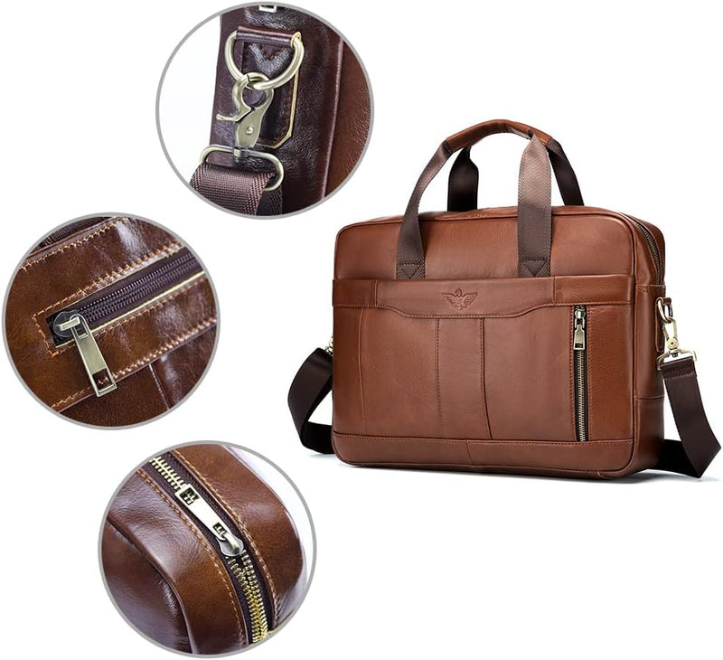 BAGZY Laptoptasche 15.6 Zoll Aktentasche Herren Umhängetasche Geschenk für Männer Handtasche für Mä