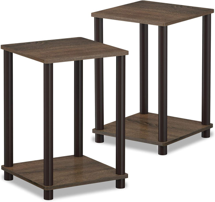 Furinno Haydn Beistelltisch, Holz, Walnuss/Braun, Holz, 34.04 x 34.04 x 50.8 cm Walnuss/Braun 2er Se