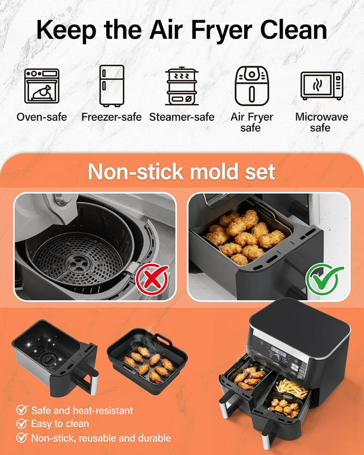 Silikonform Heissluftfritteuse, Airfryer Zubehör 4 Stück für Ninja AF400EU SL400EU AF451EU, COSORI,
