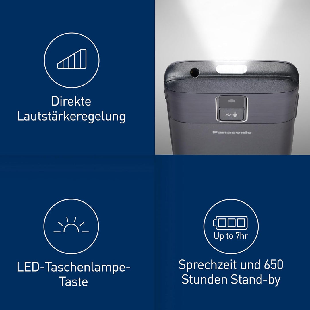 Panasonic KX-TU160EXG Essentials Mobiltelefon für Senioren, SOS-Notruftaste, grosse Separate Tasten,