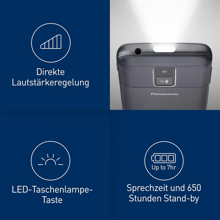 Panasonic KX-TU160EXG Essentials Mobiltelefon für Senioren, SOS-Notruftaste, grosse Separate Tasten,