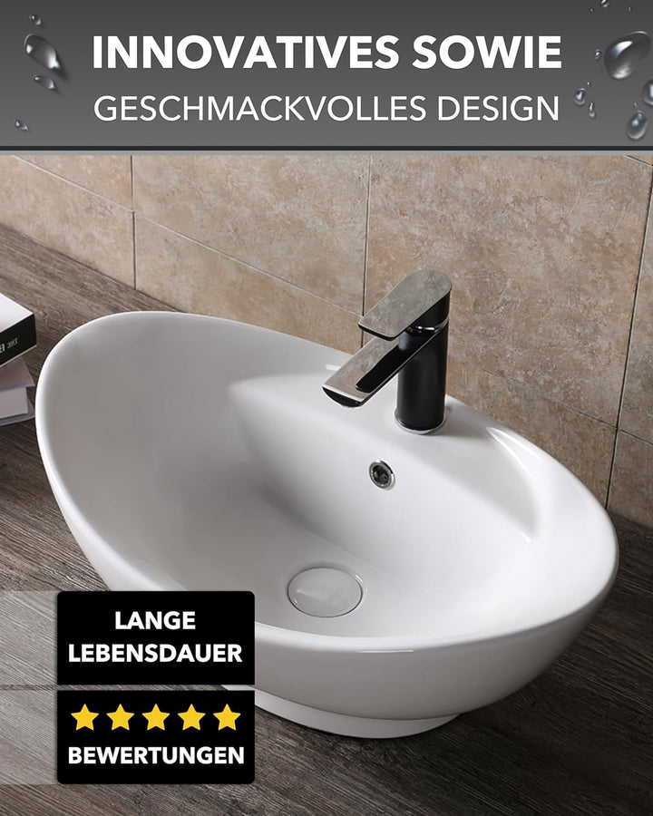 Art-of-Baan® Design-Waschbecken aus Keramik I hochwertiges Handwaschbecken mit Lotus-Effekt I kleine