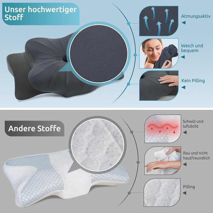 DONAMA Memory Foam Kissen ergonomisches Nackenkissen Kopfkissen Seitenschläferkissen für Seiten, Rüc