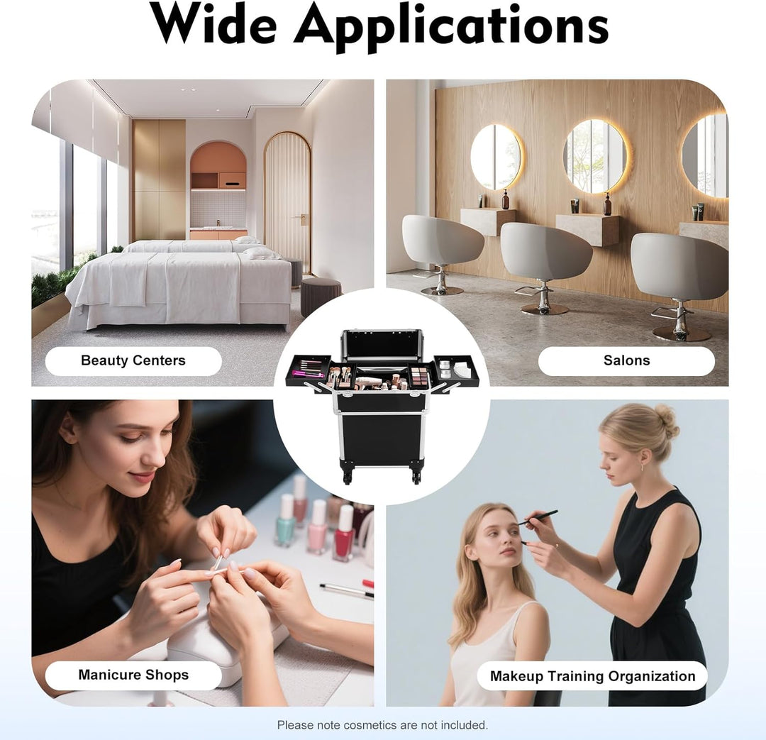 Kosmetik Trolley, 3-in-1 Kosmetikkoffer Gross Beautycase Koffer Trolley mit Schlösser, Friseurkoffer