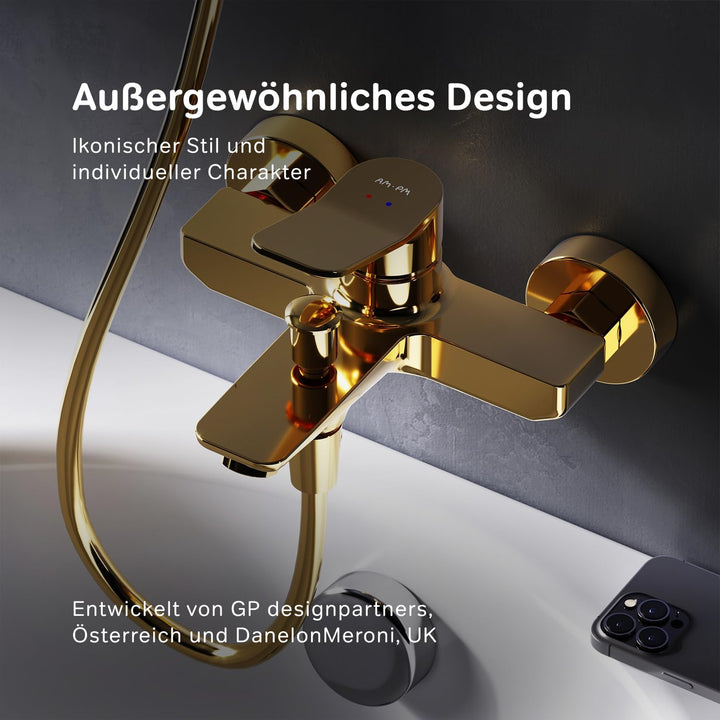 Badewannenarmatur mit Auslauf, Mischbatterie Badewanne, Brausebatterie Wanne, Einhand-Wannenbatterie