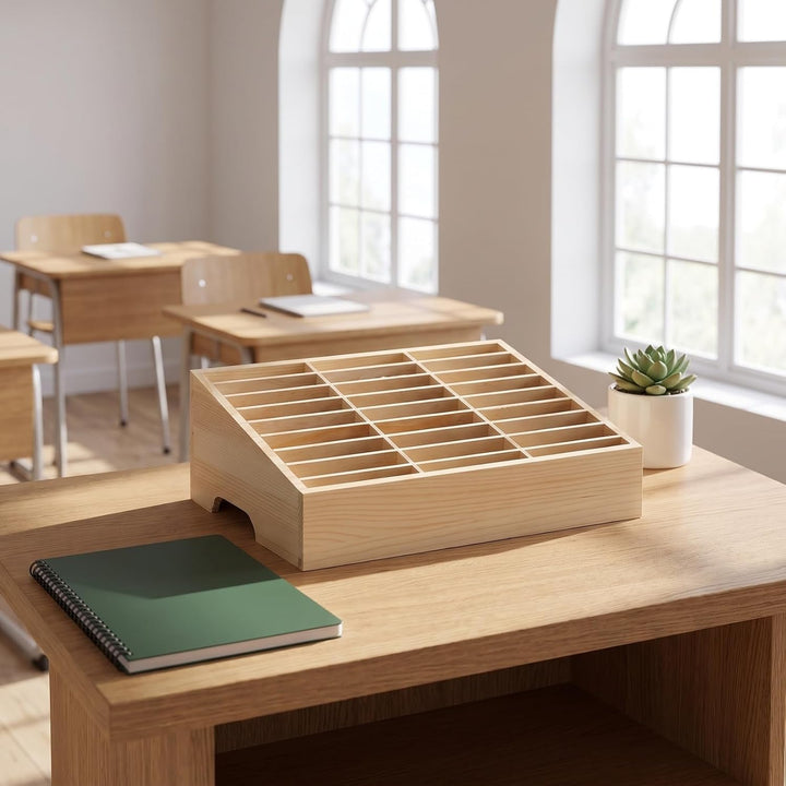 STOBOK 24-Gitter-Desktop-Aufbewahrungsbox Aus Holz Handyhalter Handy-Management-Speicher-Organizer F