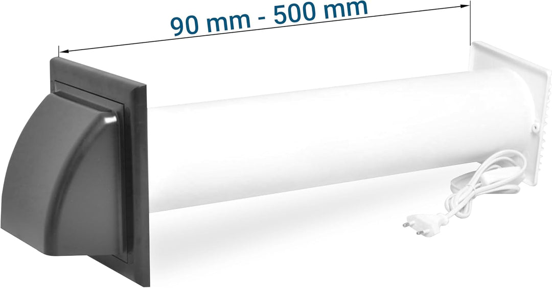 SYSTERM Abluftset Ø 100 mm mit Ventilator, Lüftungsanlage und Aussenlüftung Wetterschutzgitter. Klei