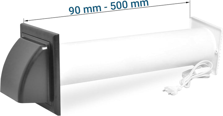 SYSTERM Abluftset Ø 100 mm mit Ventilator, Lüftungsanlage und Aussenlüftung Wetterschutzgitter. Klei