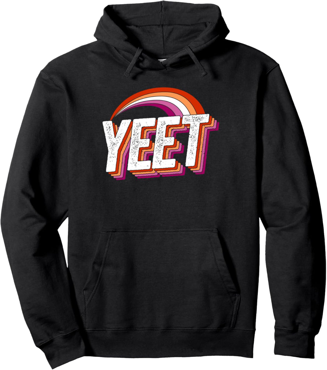 Yeet Meme Lesbian Pride Flag Rainbow Millennial Gen Z Style Pullover Hoodie