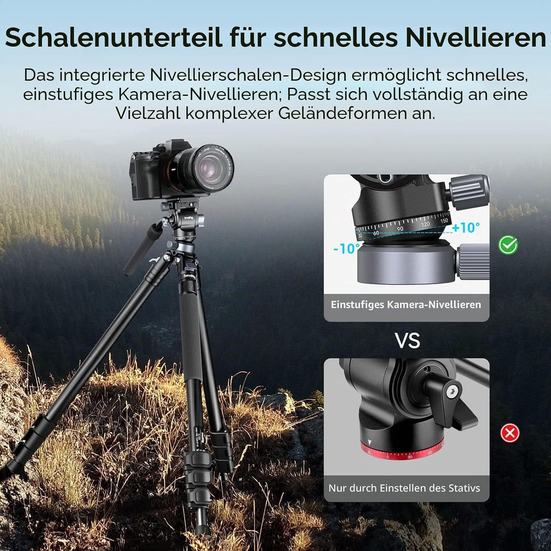 SMALLRIG Stativ Fluid Videokopf Video Head Mount Plate CH20 mit Schnellwechselplatte für Arca Swiss，