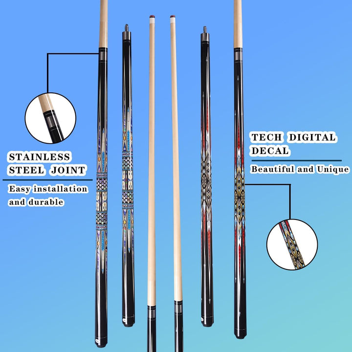 58 Inch13mm 19oz/20oz Maple Billiard Stick Pool Cue Set, Canadian Maple Professional Billiard Pool C