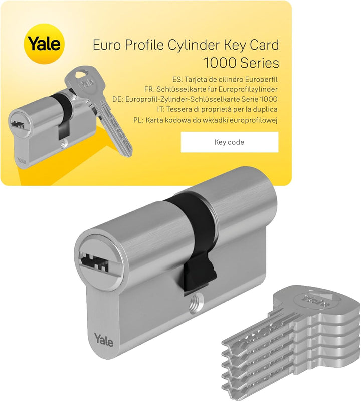 Yale Europrofil Zylinder 1000 PLUS Serie Zylinder mit Not- und Gefahrenfunktion 40/40mm Nickel matt