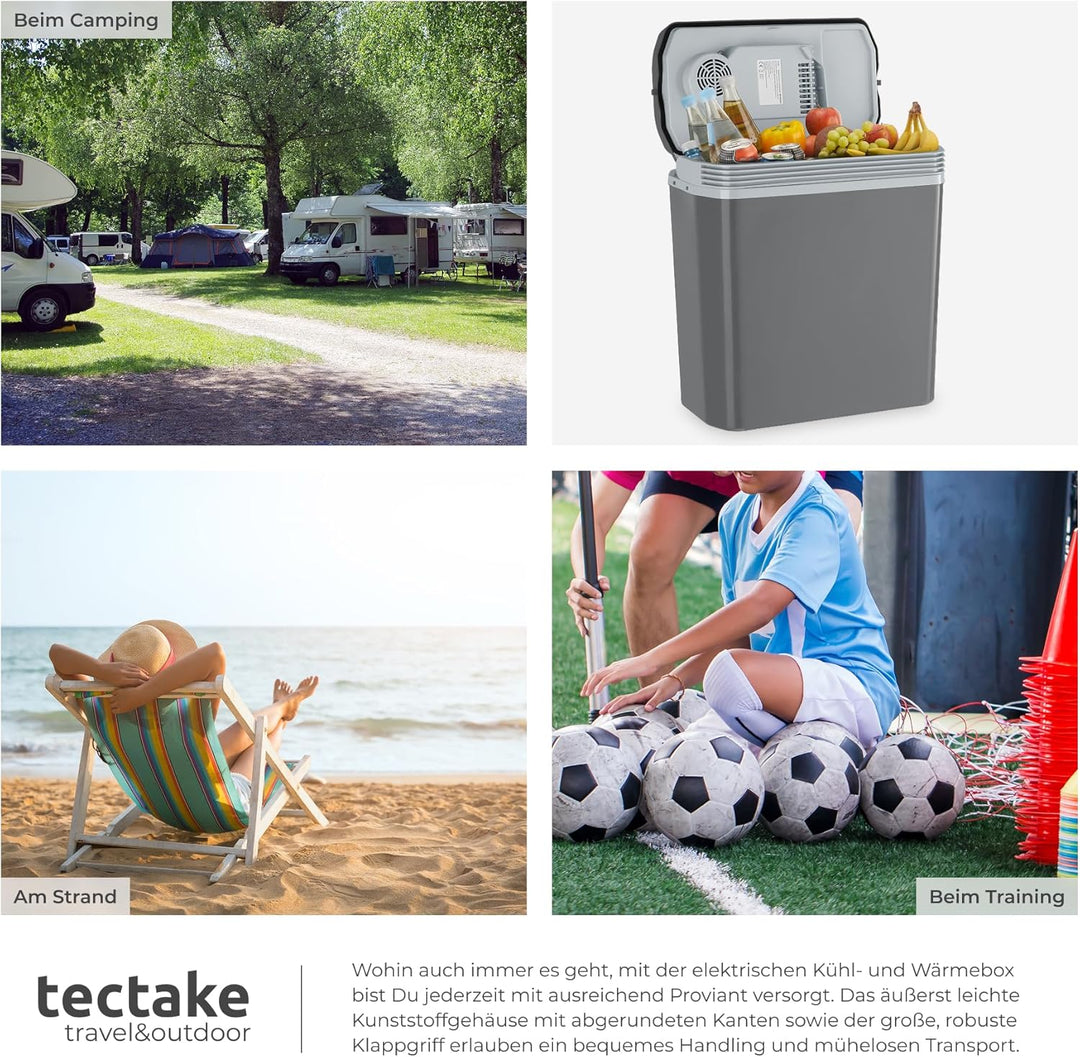 tectake® elektrische Kühl- und Wärmebox, 20 l Fassungsvermögen, mit ECO-Modus, Steckdosen- und Autoa