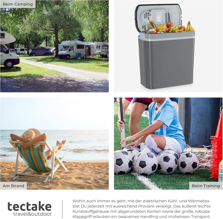 tectake® elektrische Kühl- und Wärmebox, 20 l Fassungsvermögen, mit ECO-Modus, Steckdosen- und Autoa