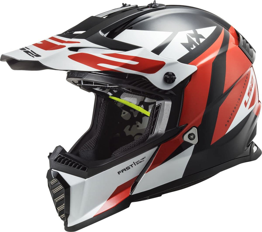 LS2, Crosshelme motorrad Fast evo strike black white red, XXXL 3XL black white red, 3XL black white