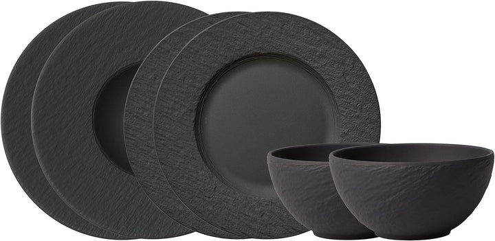 Villeroy &amp; Boch - Manufacture Rock Starter-Set, 6 tlg., Premium Porzellan, Schwarz &amp; Manufacture Roc