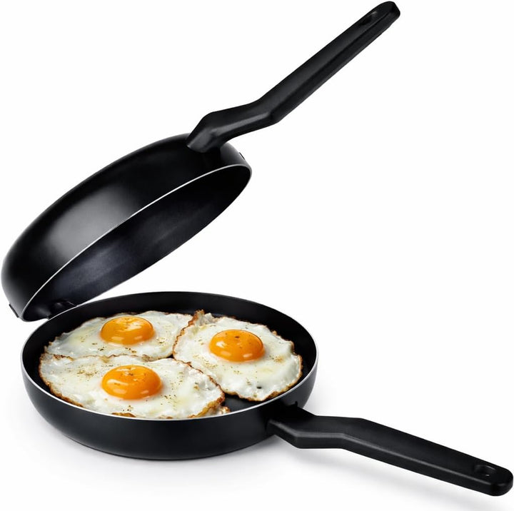 LS Kitchen - Doppelpfanne für Umdrehung des Kartoffelomletts - Induktion - Schwarz - Durchmesser 20