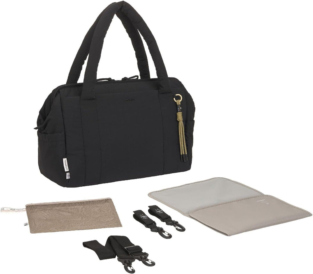 LÄSSIG Wickeltasche Schultertasche mit Laptopfach Yula Weekender Black schwarz