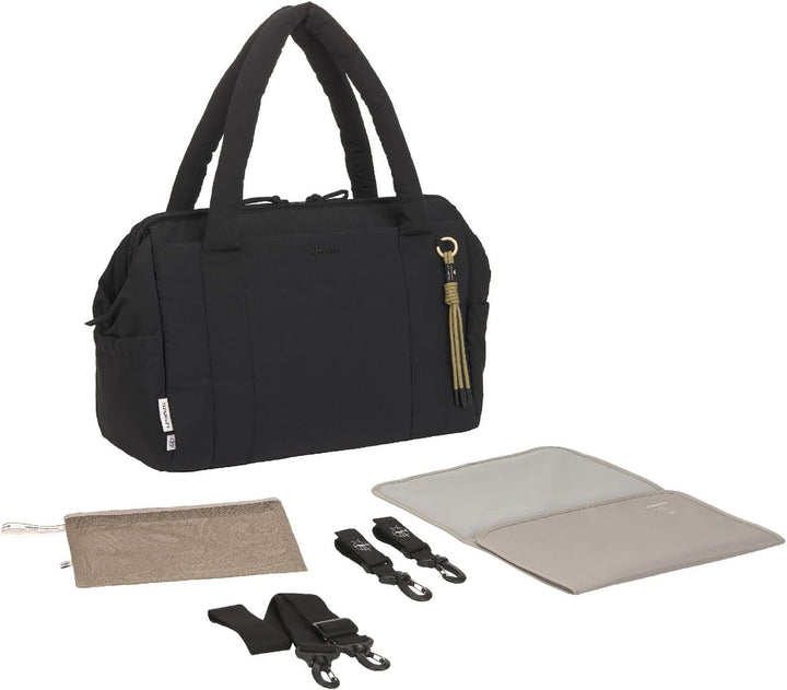 LÄSSIG Wickeltasche Schultertasche mit Laptopfach Yula Weekender Black schwarz