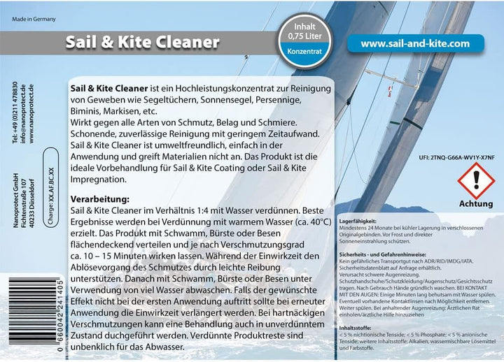 Sail & Kite Cleaner | Hochleistungskonzentrat zur Gewebereinigung | Ideal für Segel, Persennig, Bimi
