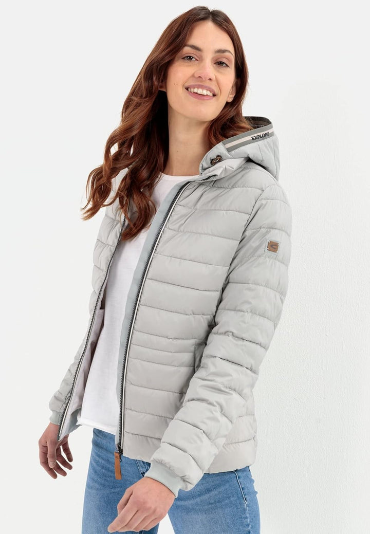 camel active Damen Steppjacke mit Abnehmbarer Kapuze 38 Grau, 38 Grau