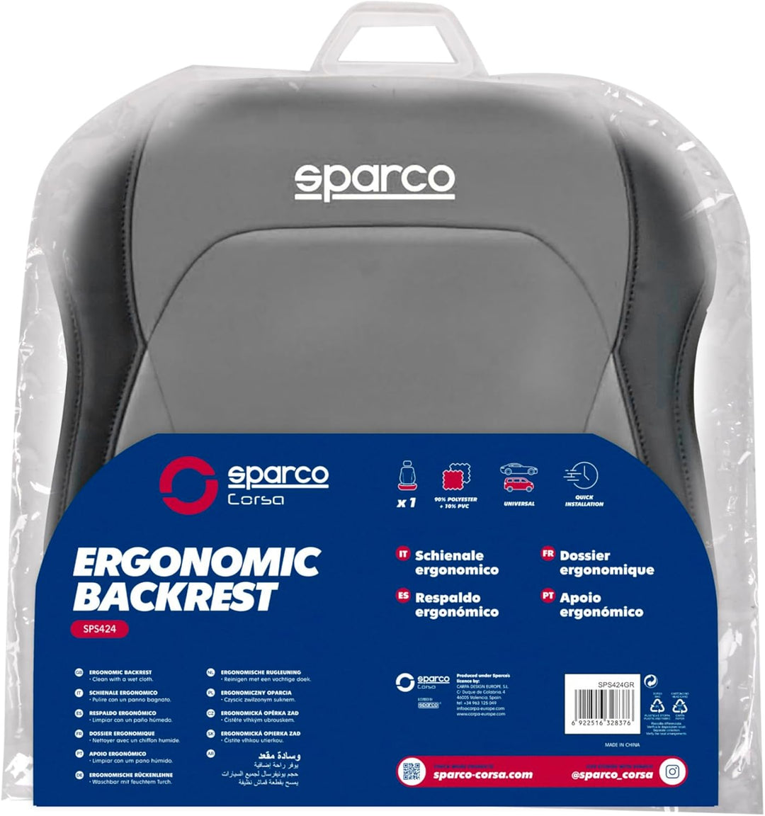 SPARCO 6922516328376 Ergonomische Rückenlehne Farbe, Schwarz/Grau 424 GRAU, 424 GRAU