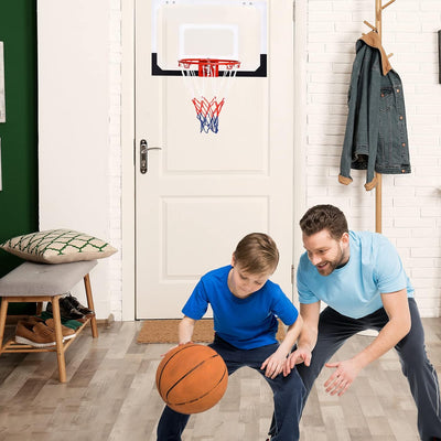 GYMAX Basketballkorb, Mini Basketballkorb mit Netz & Rückwand, Basketballkorb Ball & Pumpe, Basketba