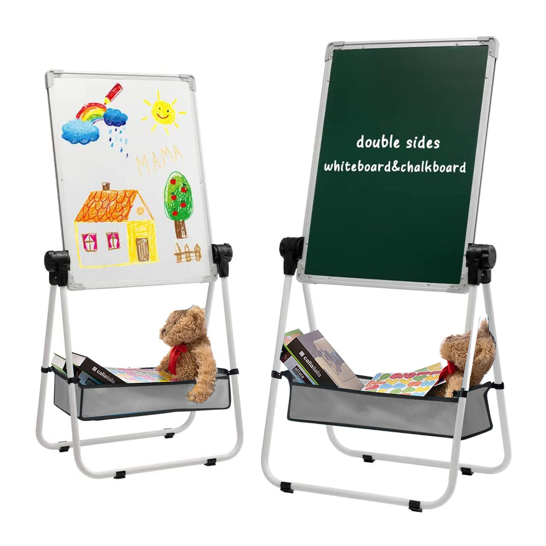 DOEWORKS Kinder Whiteboard Staffelei Doppelseitiges Staffelei Kinder Whiteboard & Kreidetafel mit Au